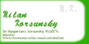 milan korsunsky business card